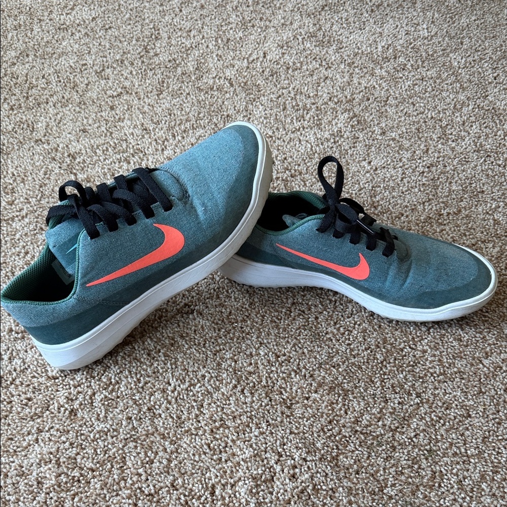Nike Golf Shoes Teal with Coral Swoosh